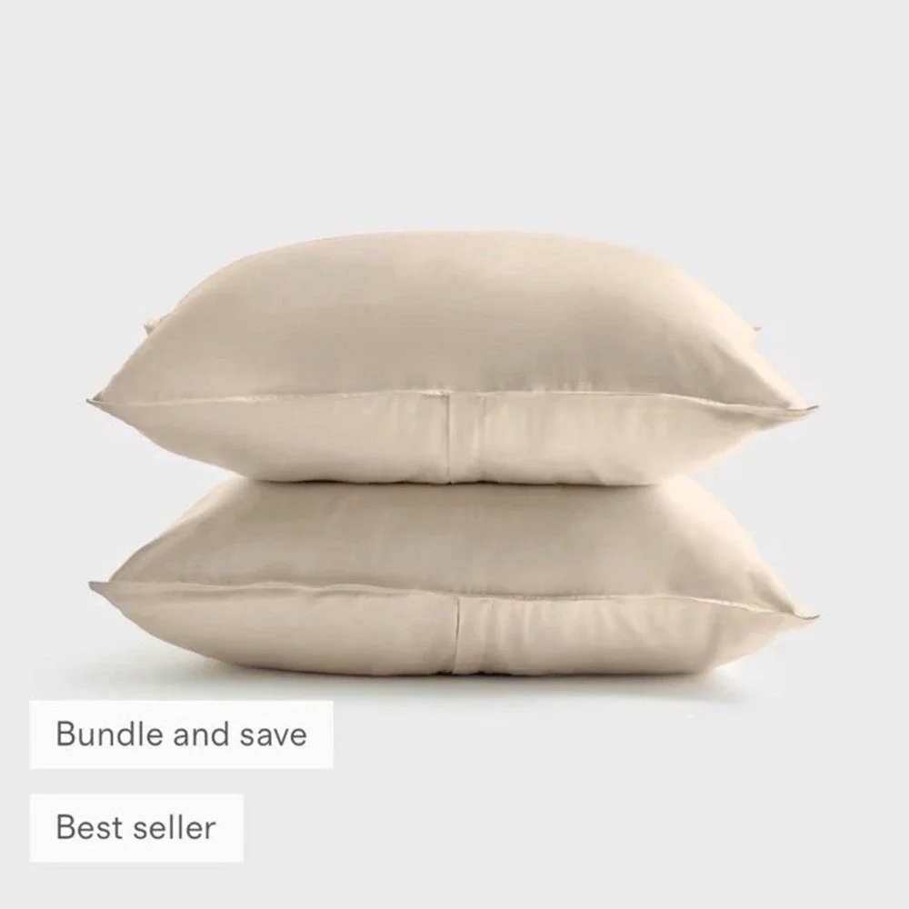 Quince Bamboo Pillow Sham Set King Solid Sand 20x36 Rectangular NWOT